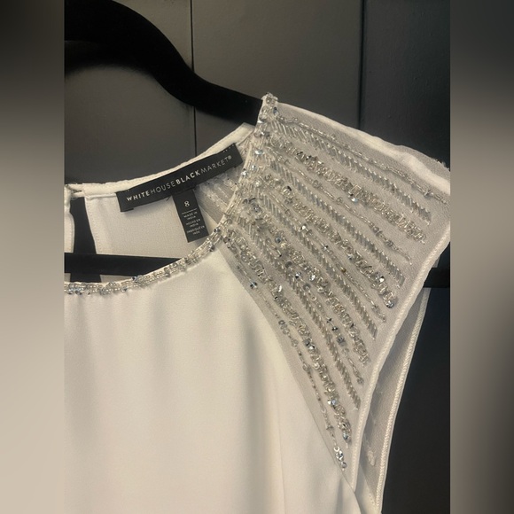 White House Black Market beaded cap sleeve blouse - Picture 3 of 9
